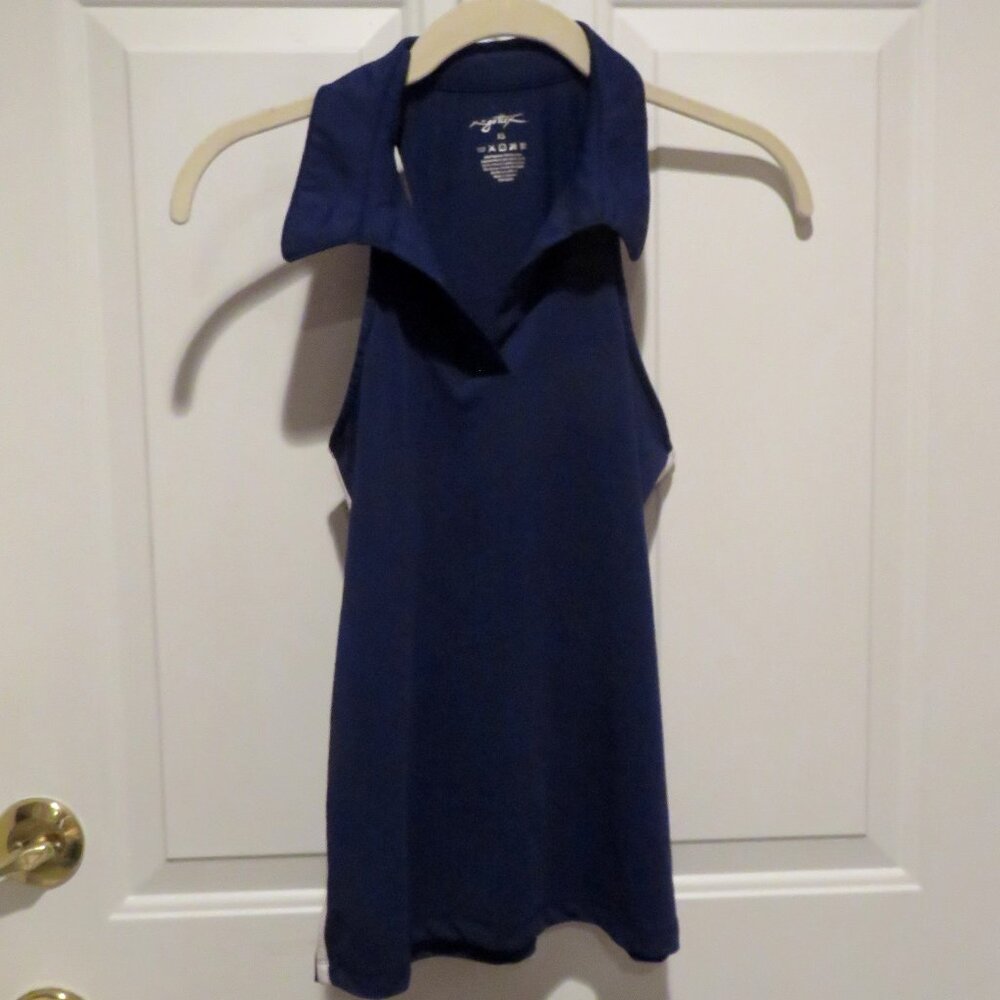 Gottex Navy Blue Racerback Collared Tennis Golf Activewear Polo Top XS